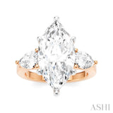 1 Ctw Tri-Mount Marquise Shape Center Pear and Round Cut Diamond Semi-Mount Engagement Ring in 14K Rose and White Gold