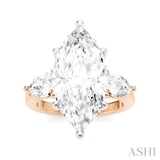 1 Ctw Tri-Mount Marquise Shape Center Pear and Round Cut Diamond Semi-Mount Engagement Ring in 14K Rose and White Gold