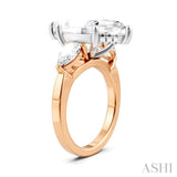 1 Ctw Tri-Mount Marquise Shape Center Pear and Round Cut Diamond Semi-Mount Engagement Ring in 14K Rose and White Gold