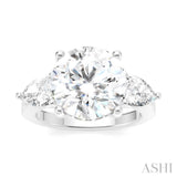 1 Ctw Tri-Mount Circular Shape Center Pear and Round Cut Diamond Semi-Mount Engagement Ring in 14K White Gold