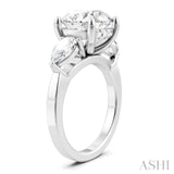 1 Ctw Tri-Mount Circular Shape Center Pear and Round Cut Diamond Semi-Mount Engagement Ring in 14K White Gold