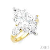 1 Ctw Tri-Mount Marquise Shape Center Pear and Round Cut Diamond Semi-Mount Engagement Ring in 14K Yellow and White Gold