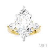 1 Ctw Tri-Mount Marquise Shape Center Pear and Round Cut Diamond Semi-Mount Engagement Ring in 14K Yellow and White Gold