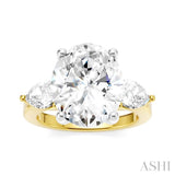 1 Ctw Tri-Mount Oval Shape Center Pear and Round Cut Diamond Semi-Mount Engagement Ring in 14K Yellow and White Gold