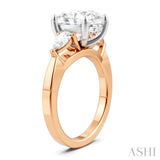 1/2 Ctw Tri-Mount Oval Shape Center Pear and Round Cut Diamond Semi-Mount Engagement Ring in 14K Rose and White Gold