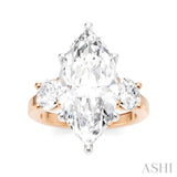 1 Ctw Tri-Mount Marquise Shape Center Round Cut Diamond Semi-Mount Engagement Ring in 14K Rose and White Gold