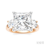 1 Ctw Tri-Mount Princess Shape Round Cut Diamond Semi-Mount Engagement Ring in 14K Rose and White Gold