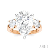 1 Ctw Tri-Mount Pear Shape Round Cut Diamond Semi-Mount Engagement Ring in 14K Rose and White Gold