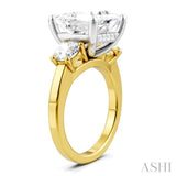1 Ctw Tri-Mount Princess Shape Round Cut Diamond Semi-Mount Engagement Ring in 14K Yellow and White Gold