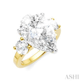 1 Ctw Tri-Mount Pear Shape Round Cut Diamond Semi-Mount Engagement Ring in 14K Yellow and White Gold
