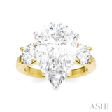1 Ctw Tri-Mount Pear Shape Round Cut Diamond Semi-Mount Engagement Ring in 14K Yellow and White Gold