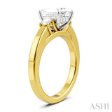 1/4 Ctw Tri-Mount Princess Shape Round Cut Diamond Semi-Mount Engagement Ring in 14K Yellow and White Gold