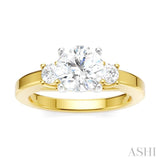 1/4 Ctw Tri-Mount Past, Present and Future Round Cut Diamond Semi-Mount Engagement Ring in 14K Yellow and White Gold