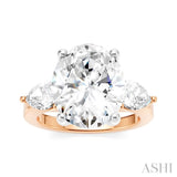 1 Ctw Tri-Mount Oval Shape Center Pear and Round Cut Diamond Semi-Mount Engagement Ring in 14K Rose and White Gold