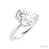 1/20 Ctw Oval Shape Round Cut Diamond Semi-Mount Engagement Ring in 14K White Gold