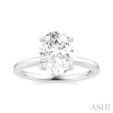 1/20 Ctw Oval Shape Round Cut Diamond Semi-Mount Engagement Ring in 14K White Gold