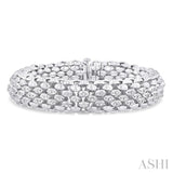 1/4 Ctw Bold Weave Hollow Cylindrical Design Round Cut Diamond Fashion Bracelet in Sterling Silver