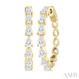 1 1/2 Ctw North-South Pear Shape Diamond Fashion Hoop Earring in 14K Yellow Gold